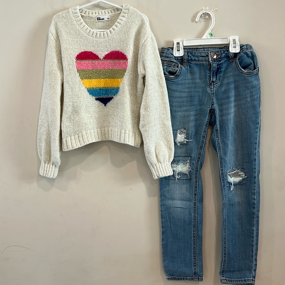 Cat & Jack And Epic Threads Girls Jean & Sweater Set Size 8